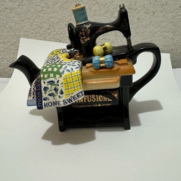Vintage Cardew Black Sewing Machine Teapot 6”H, Made In England - Picture 14 of 16